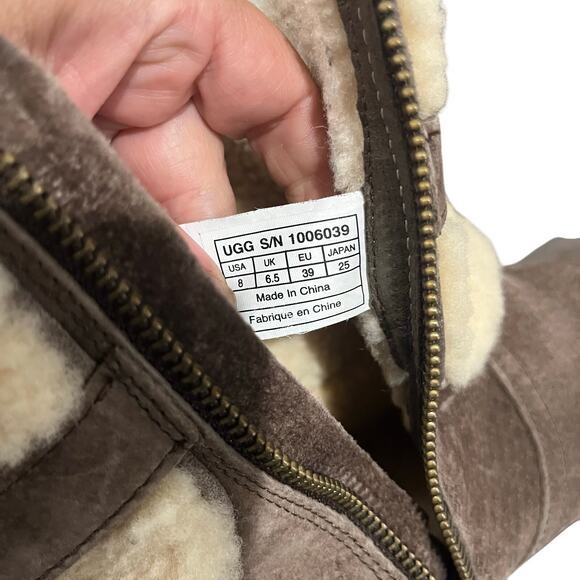 UGG AUSTRALIA BLAYRE II SUEDE Side Zip Sheepskin Lined Booties Womens Sz 8 - Picture 6 of 9